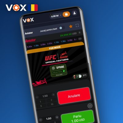 Auto-bet în jocul Aviator de la VOX Casino pentru pariere automată pe runde consecutive