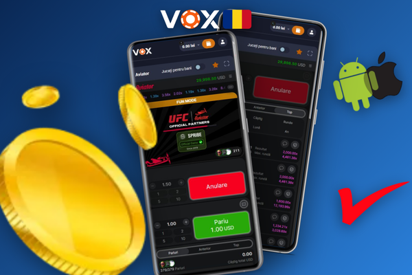 VOX Casino Aviator: două module de pariere independente cu butoane de miză și retragere