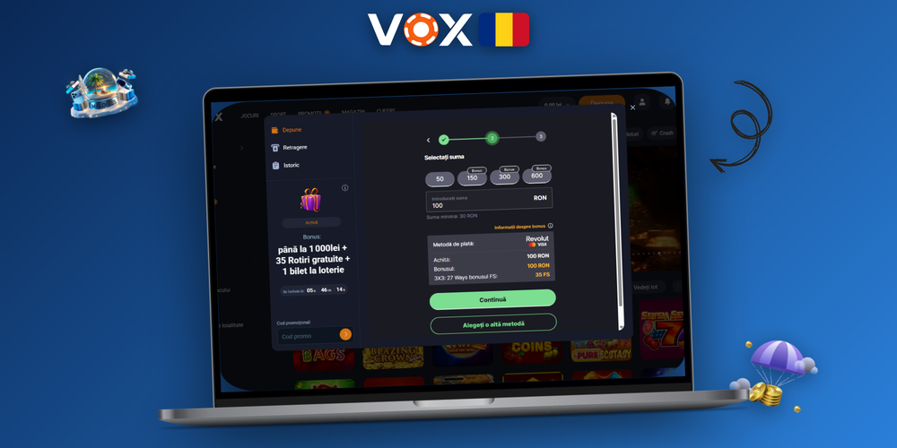 Cum retragi la VOX Casino pe laptop și smartphone — interfață casierie modernă