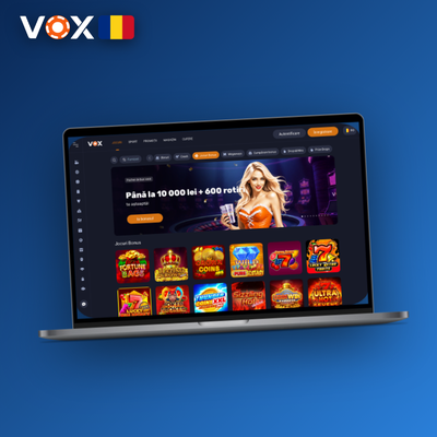 Cufăr auriu cu monede euro ilustrând pachetul de bun venit VOX Casino