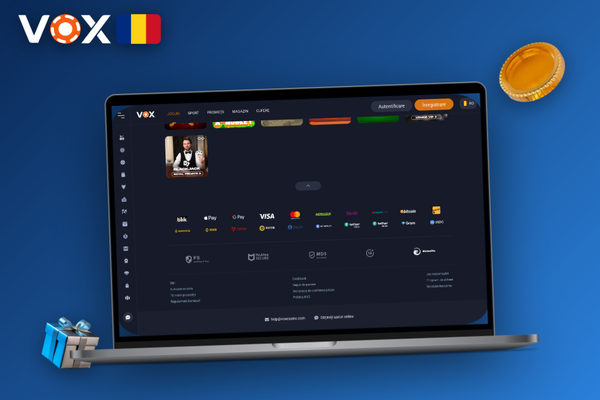 Panoul de cont VOX Casino pe desktop cu secțiuni pentru date personale și casierie