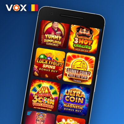 Coroană stilizată și jetoane premium reprezentând programul VIP VOX Casino