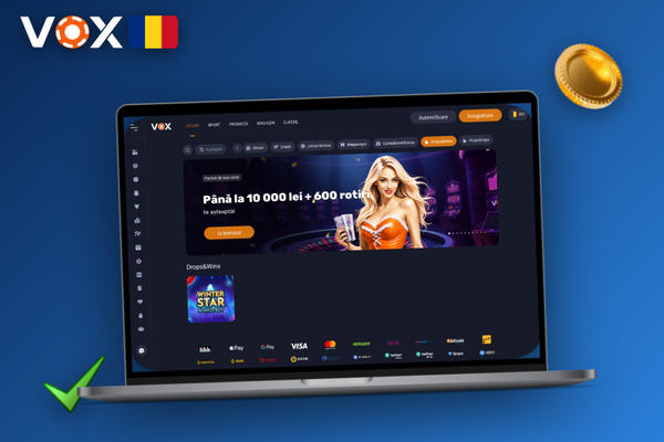 VOX Casino versiune PC cu actualizări automate și bară de progres vizibilă